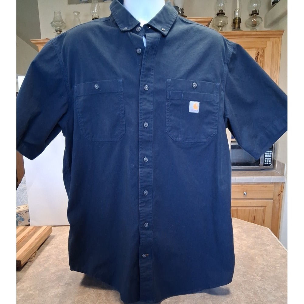 Carhartt Rugged Flex Work Shirt Mens XL Blue Relaxed Fit Workwear Casual 103555 - Picture 2 of 9